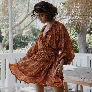 Spell Aurora Play Floral Ruffle Wrap Dress